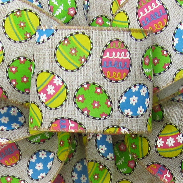 Wired Candied Easter Eggs Linen Ribbon - #40-2.5W x 10Yds